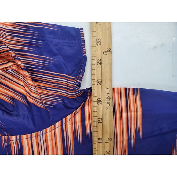 Raised By Coyotes Polo Shirt Mens Medium Purple Orange Striped Golf Performance - Picture 6 of 7